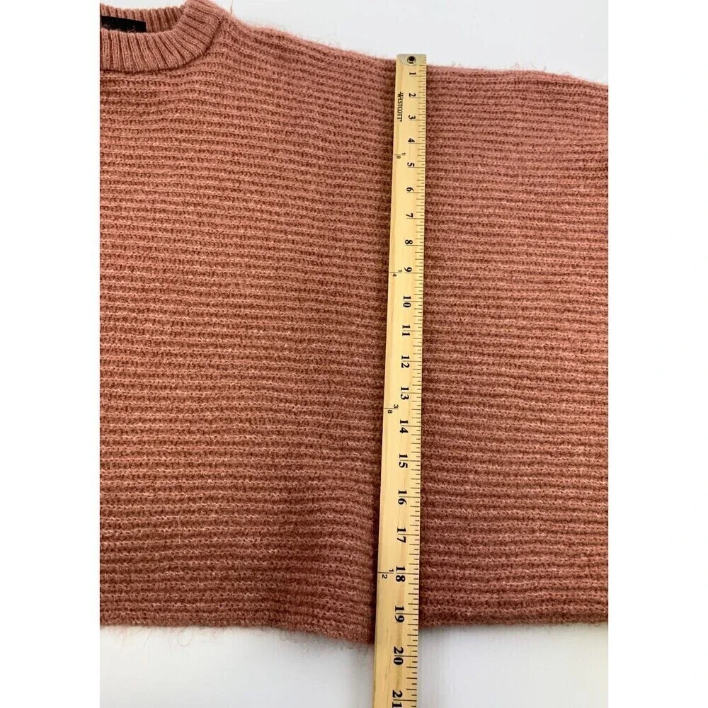 Coco And Carmen Cropped Sweater Poncho Dusty Pink Pullover Ribbed Crew One Size‎